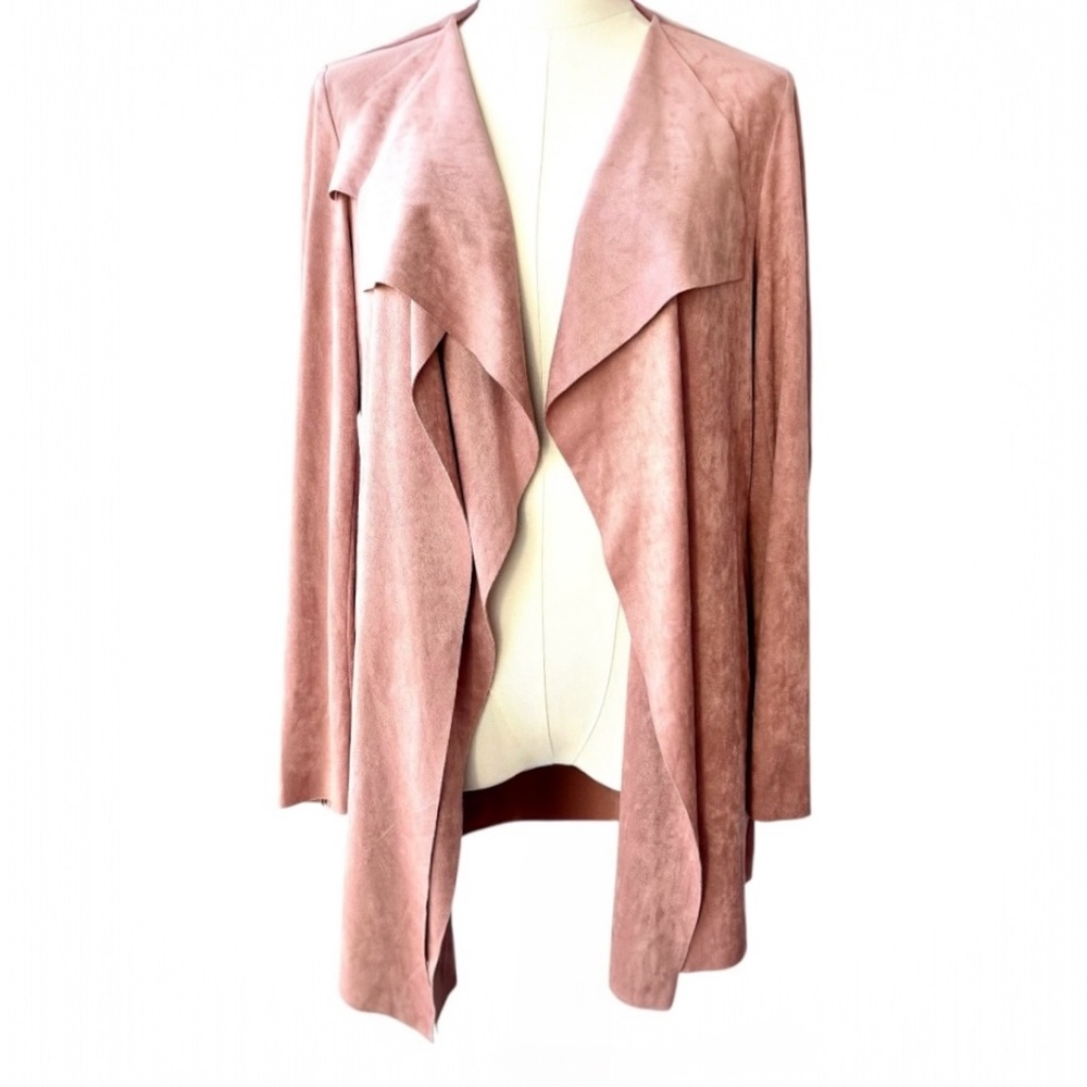 KUT From The Kloth Faux Suede Draped Waterfall Cardigan Dusty Rose Pink Soft XS - Picture 11 of 12